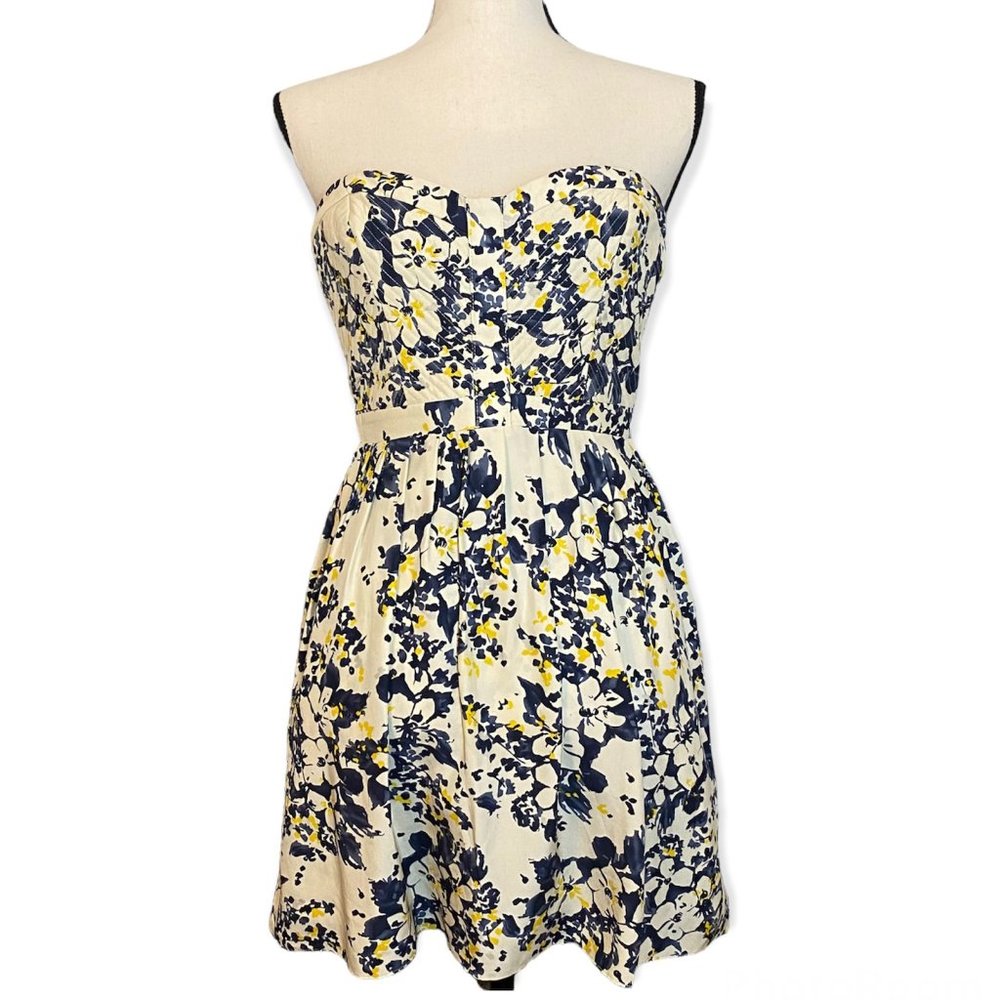 Parker Silk Lily Strapless Mini Dress Small Floral Print